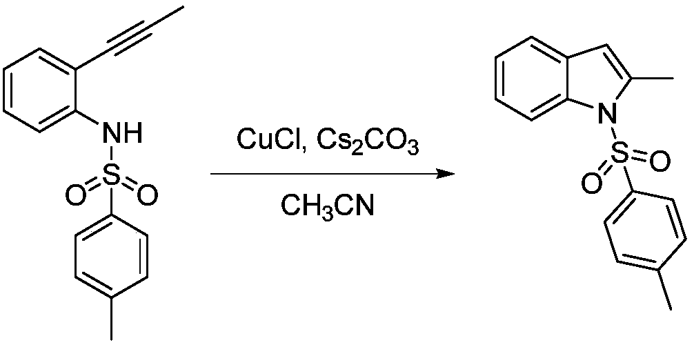 Catalytic synthesis method of N-p-toluenesulfonyl-2-substituted indole compound