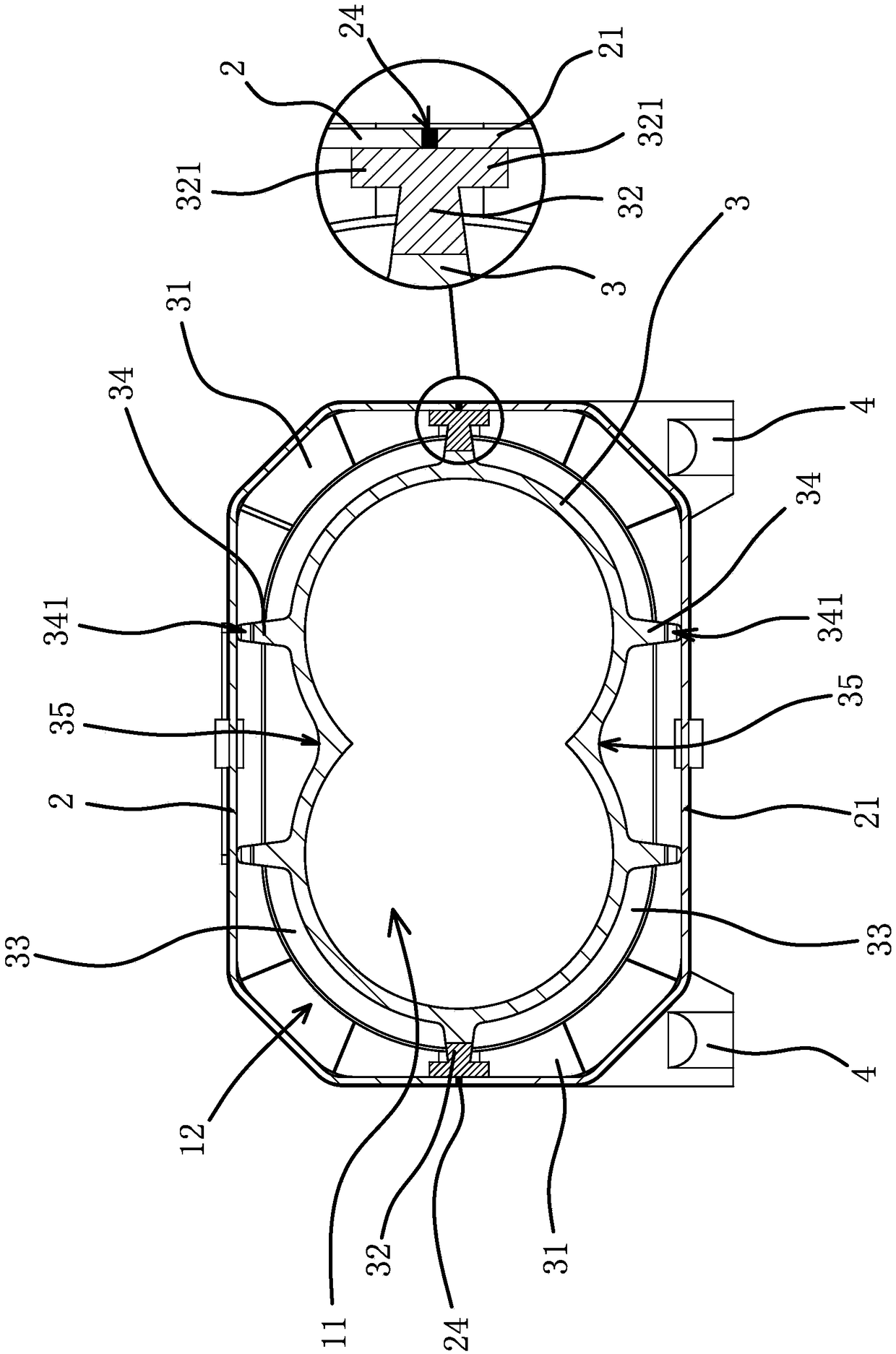 A pump casing of a screw vacuum pump