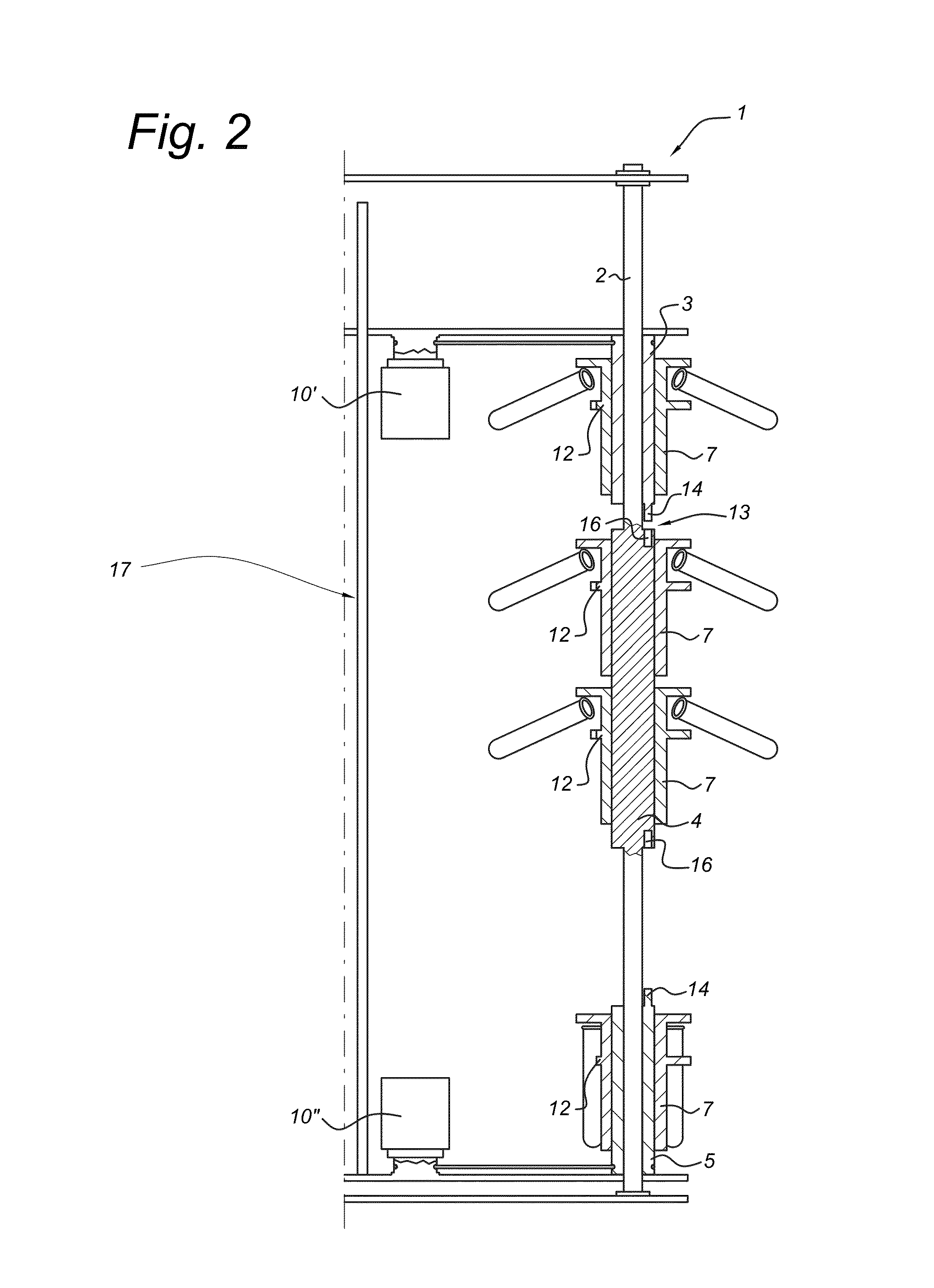Centrifuge with sliding carriages, and method for operating a centrifuge