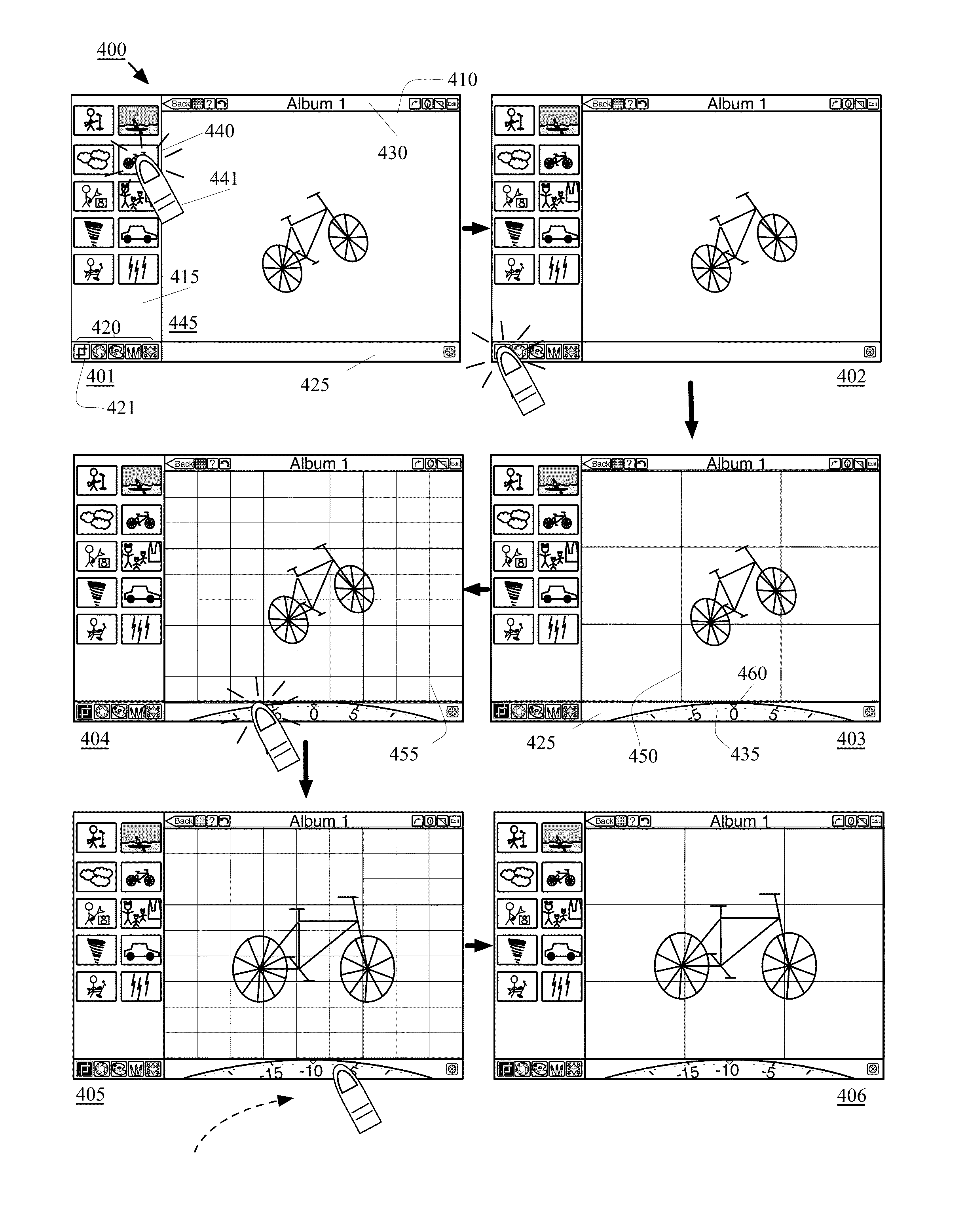 Overlaid user interface tools for applying effects to image