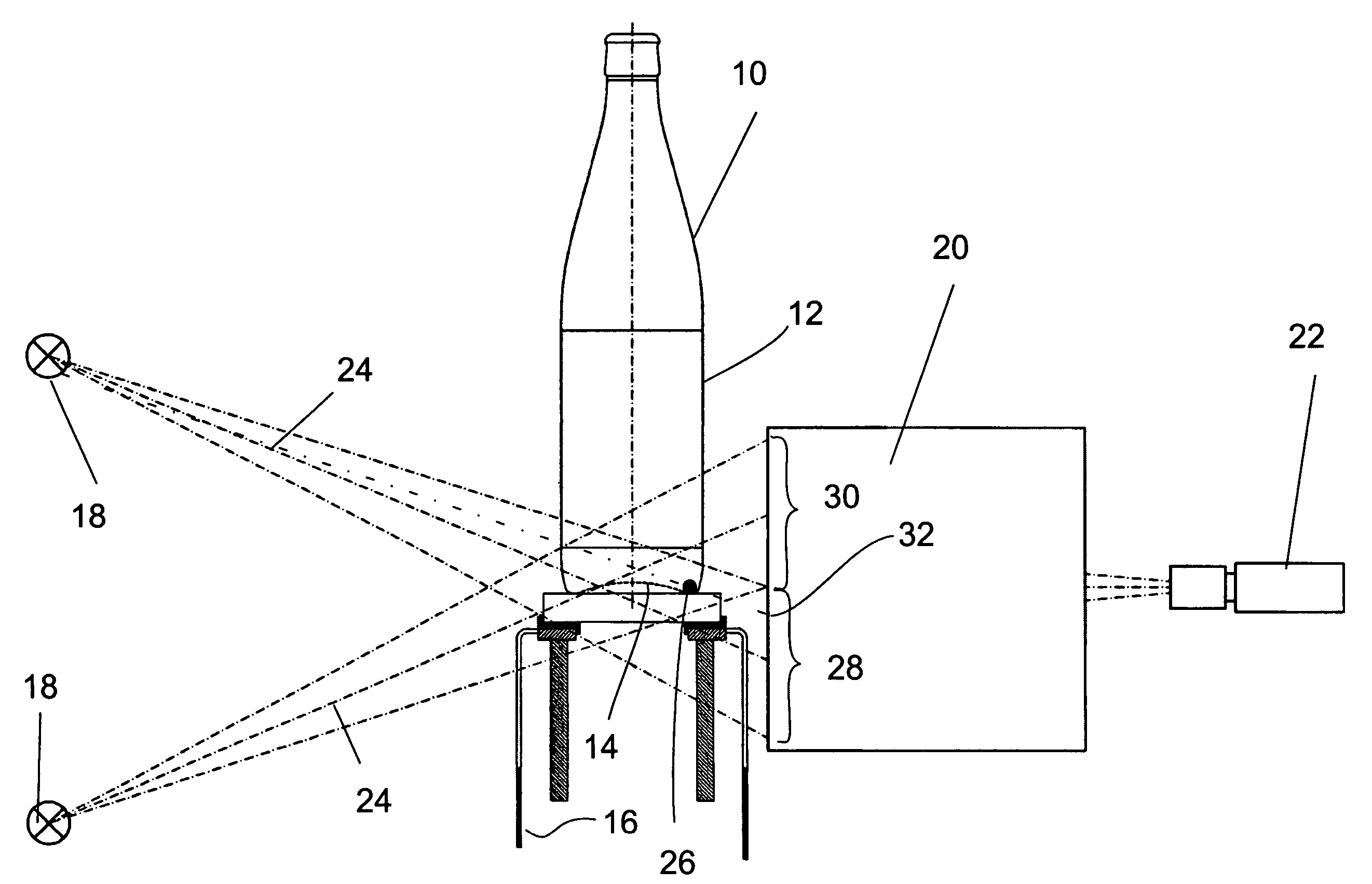 Device for examining filled containers by means of X-rays and use of this device