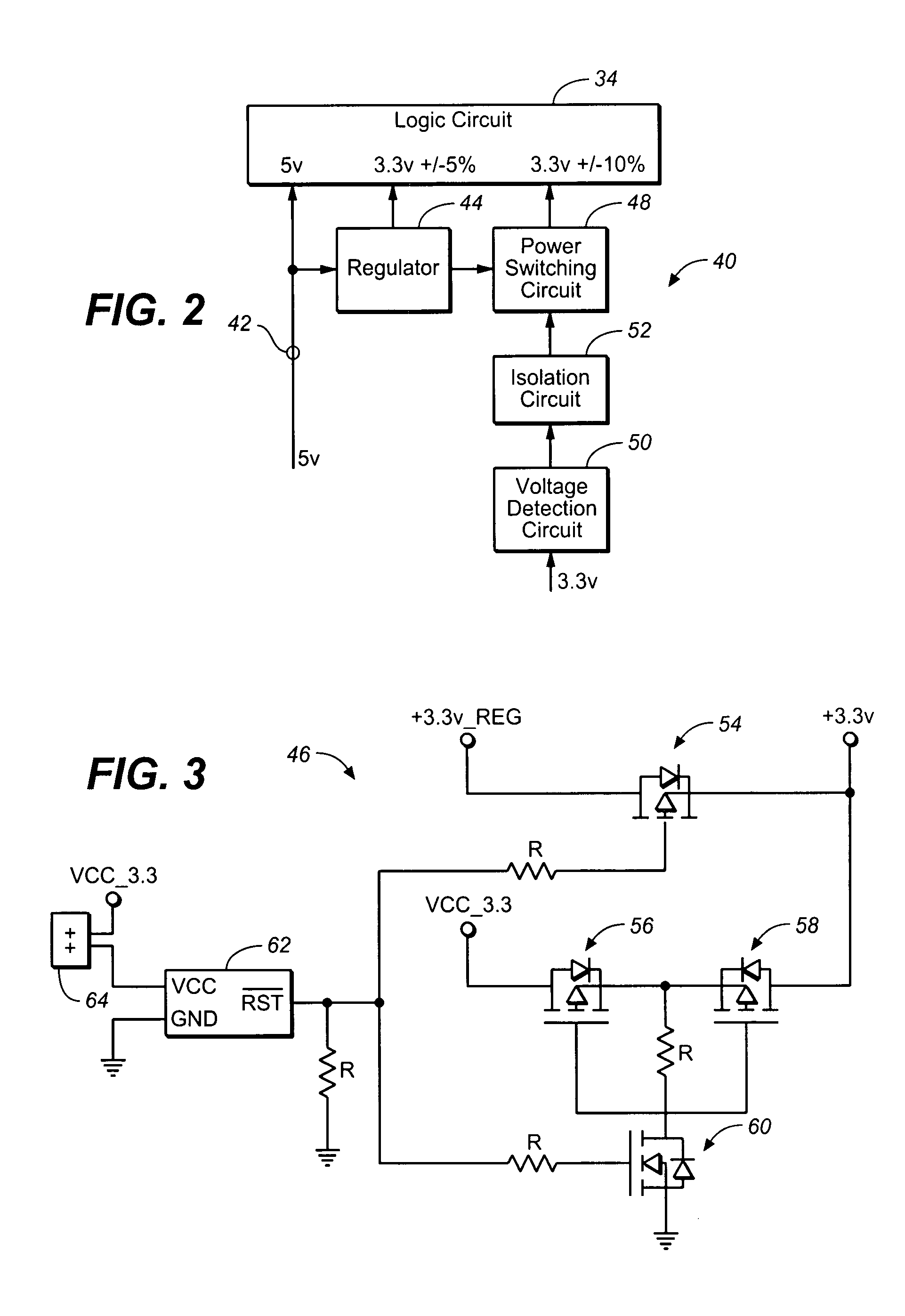 Interface circuit for providing a computer logic circuit with first and second voltages and an associated method