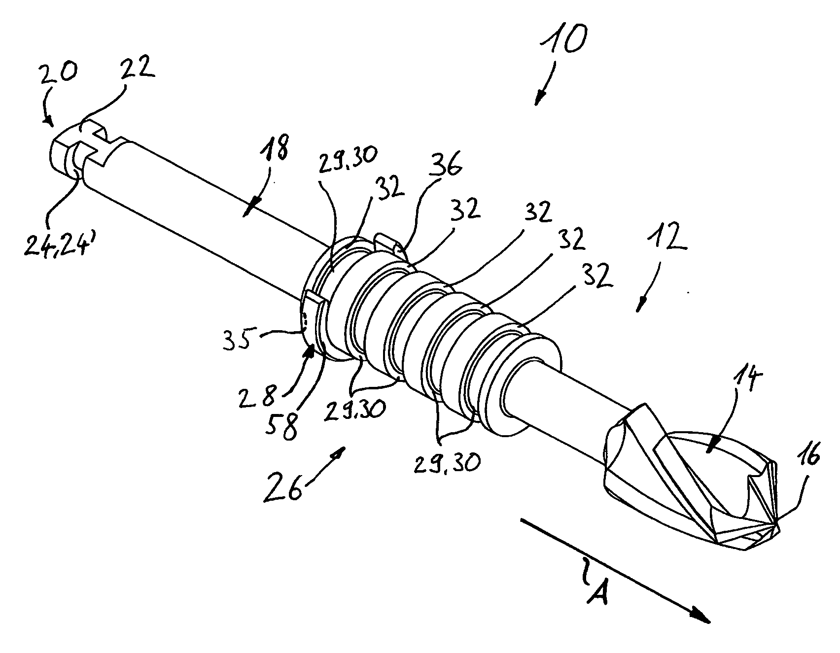 Dental drill device with a stop element