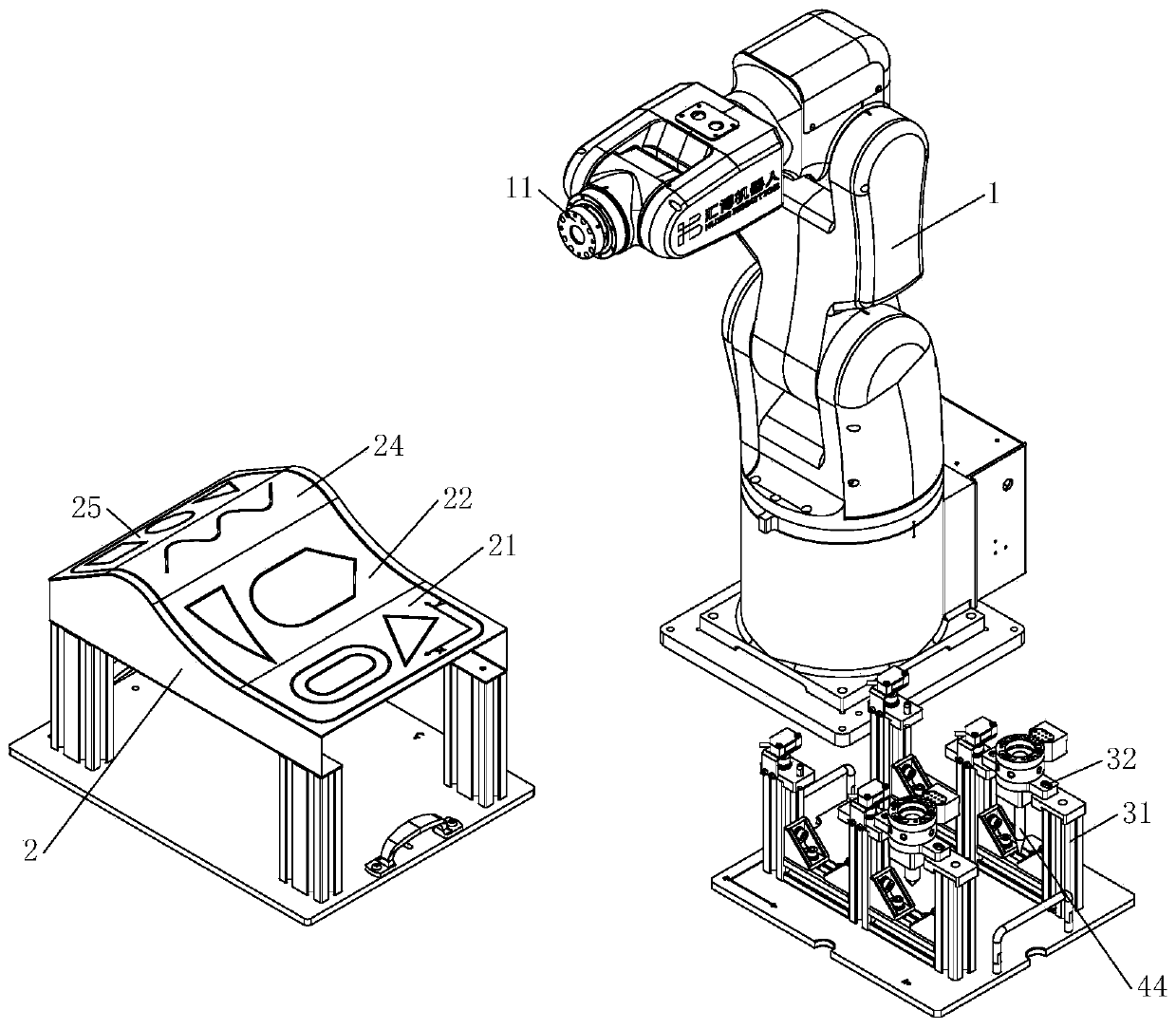 Curved surface track robot system for practical training and assessment method thereof