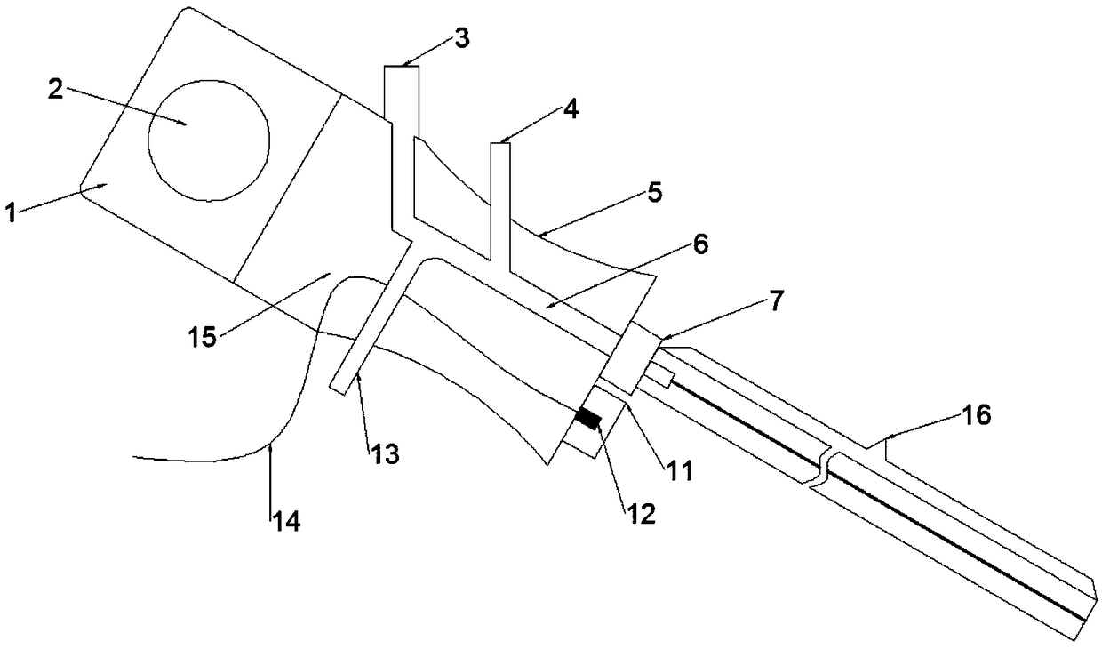 Treatment device integrating holmium laser lithotripsy and chemical lithotripsy