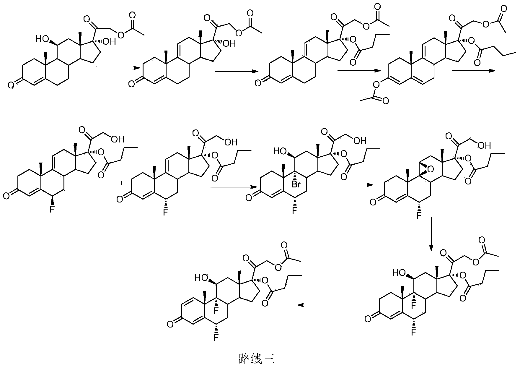 Method for synthesizing difluprednate from sterol fermentation product
