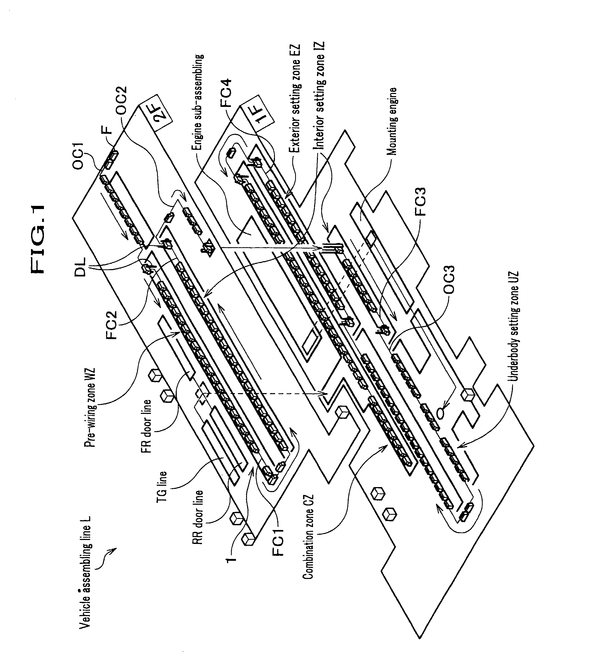 Palette conveyance mechanism and assembling line using it