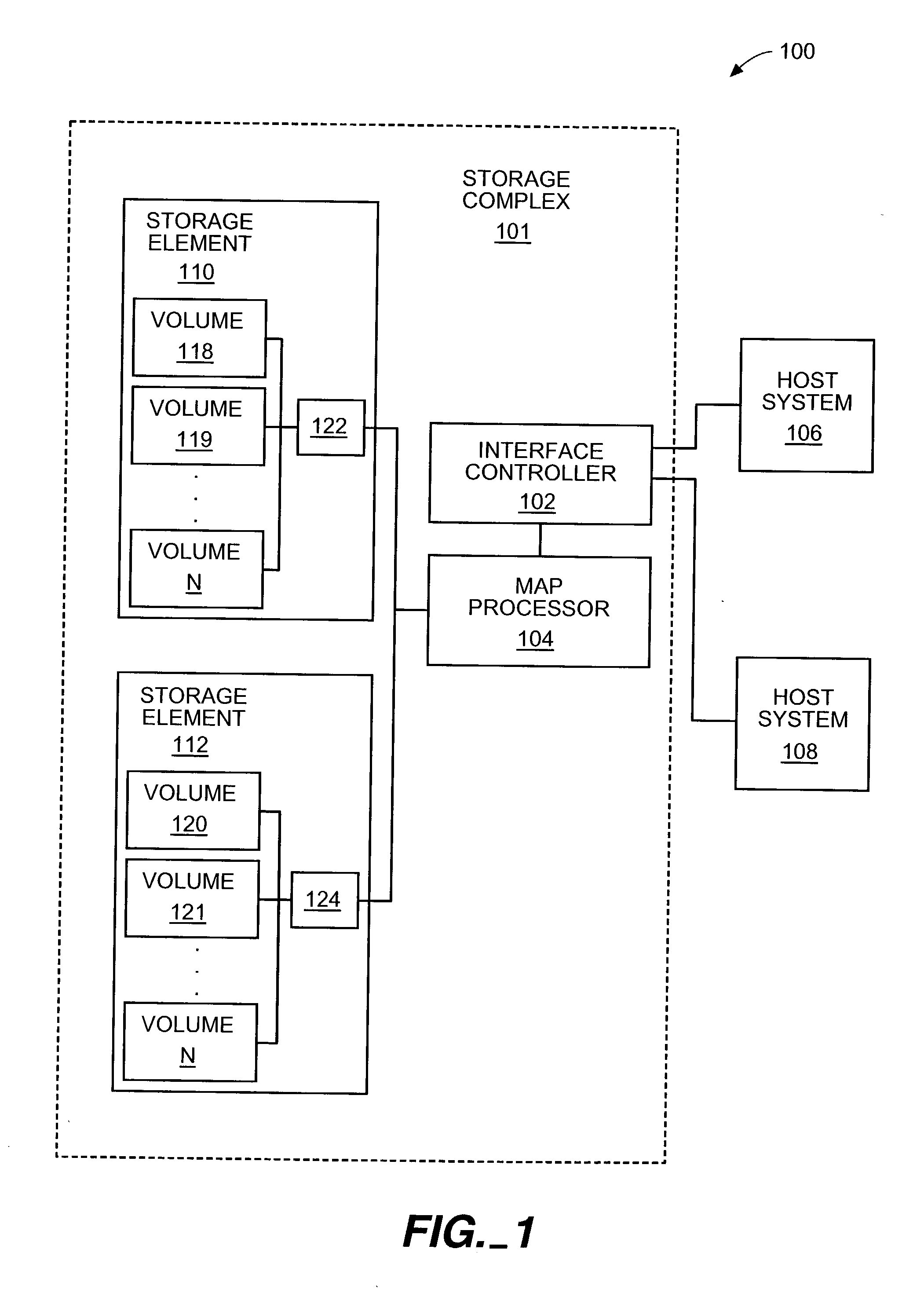 Method and apparatus for mapping storage partitions of storage elements to host systems