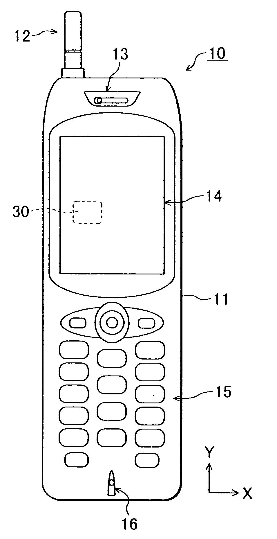 Portable electronic apparatus with azimuth measuring function, magnetic sensor suitable for the apparatus, and azimuth measuring method for the apparatus