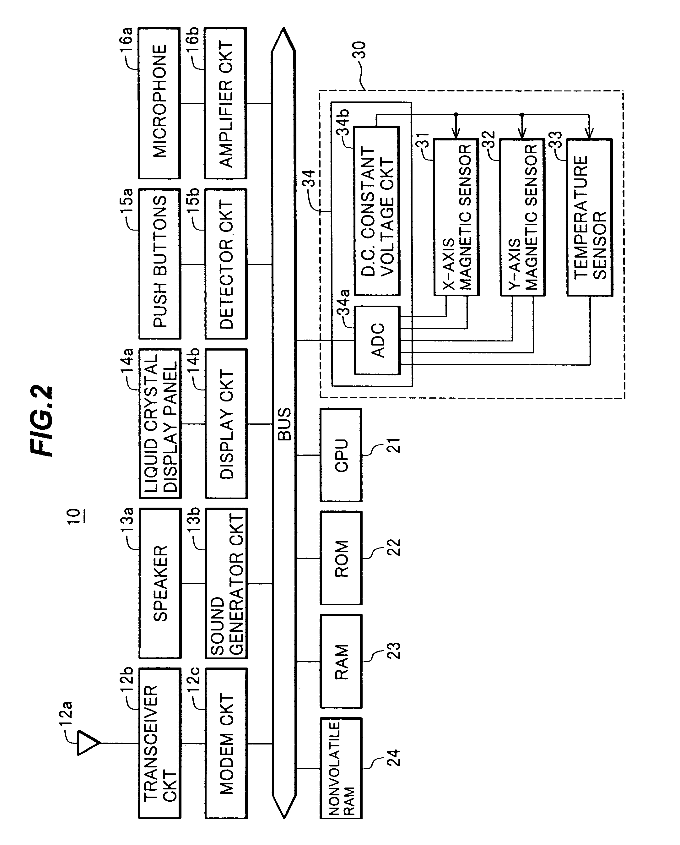Portable electronic apparatus with azimuth measuring function, magnetic sensor suitable for the apparatus, and azimuth measuring method for the apparatus