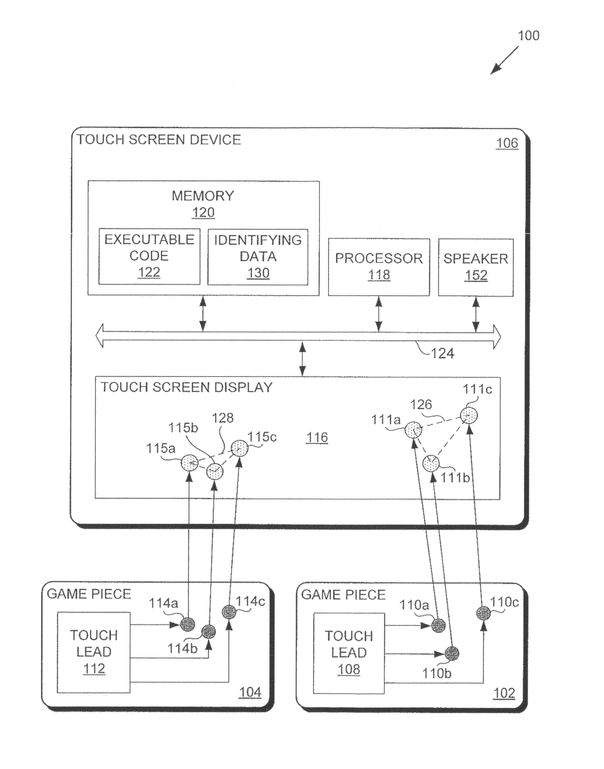 Physical pieces for interactive applications using touch screen devices