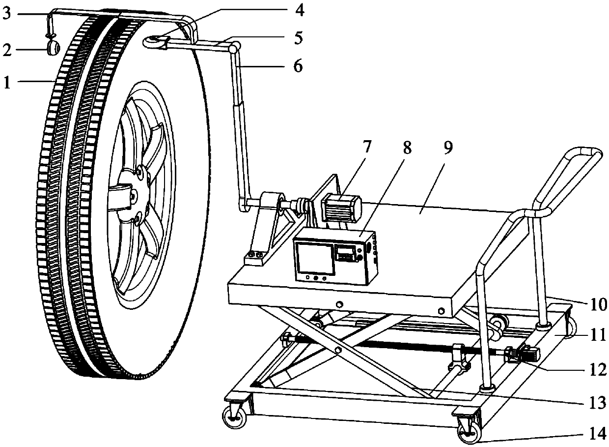 Device for detecting inner tread damage conditions of vehicle tires