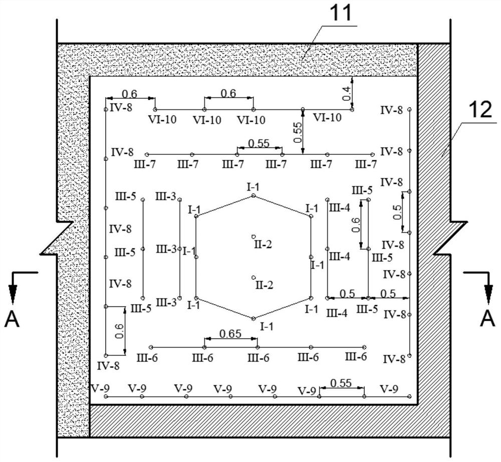 Mine underground downward drift two-step stoping controlled blasting method