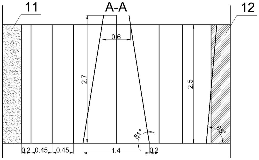 Mine underground downward drift two-step stoping controlled blasting method