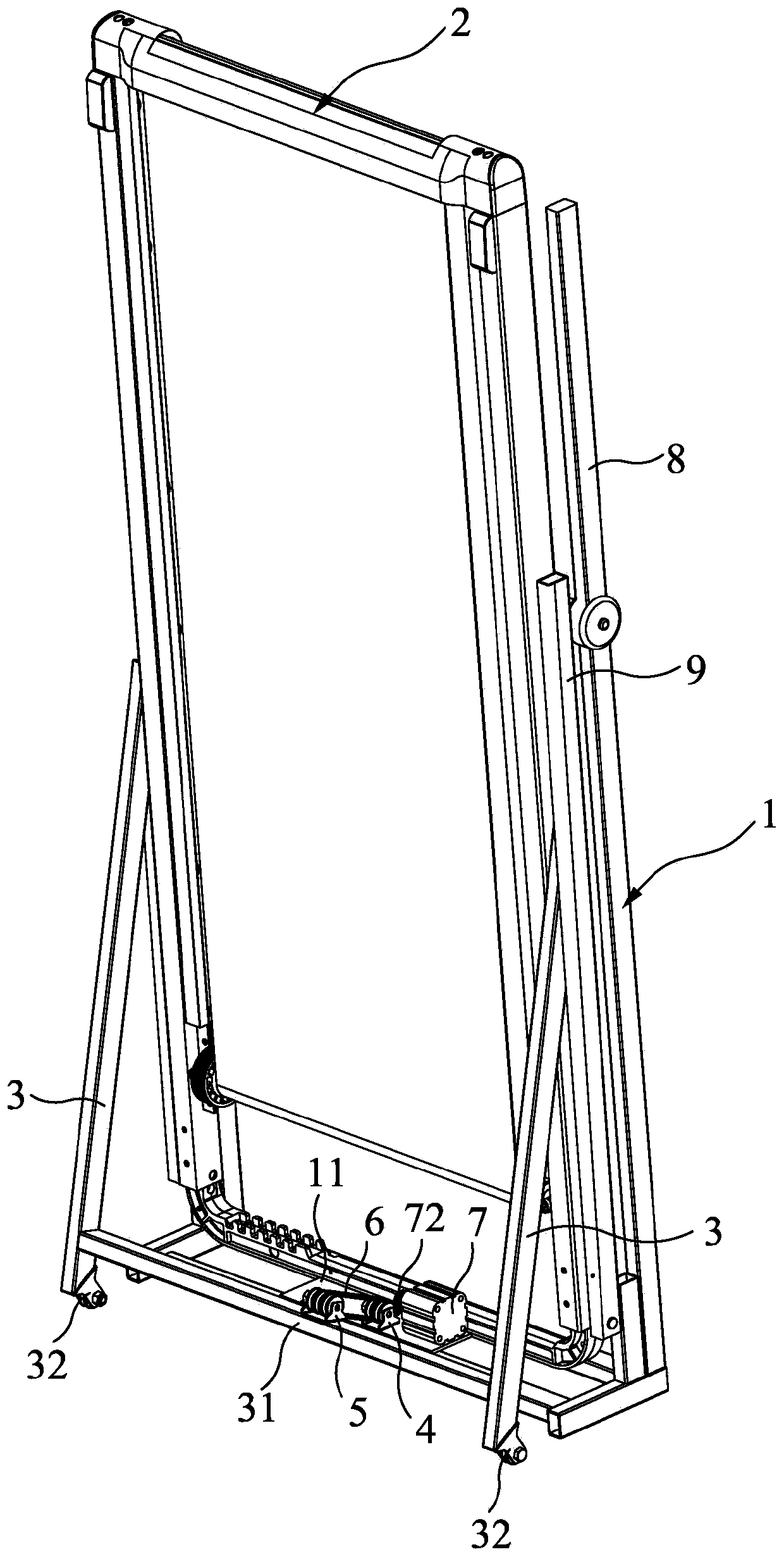 Automatic treadmill folding mechanism