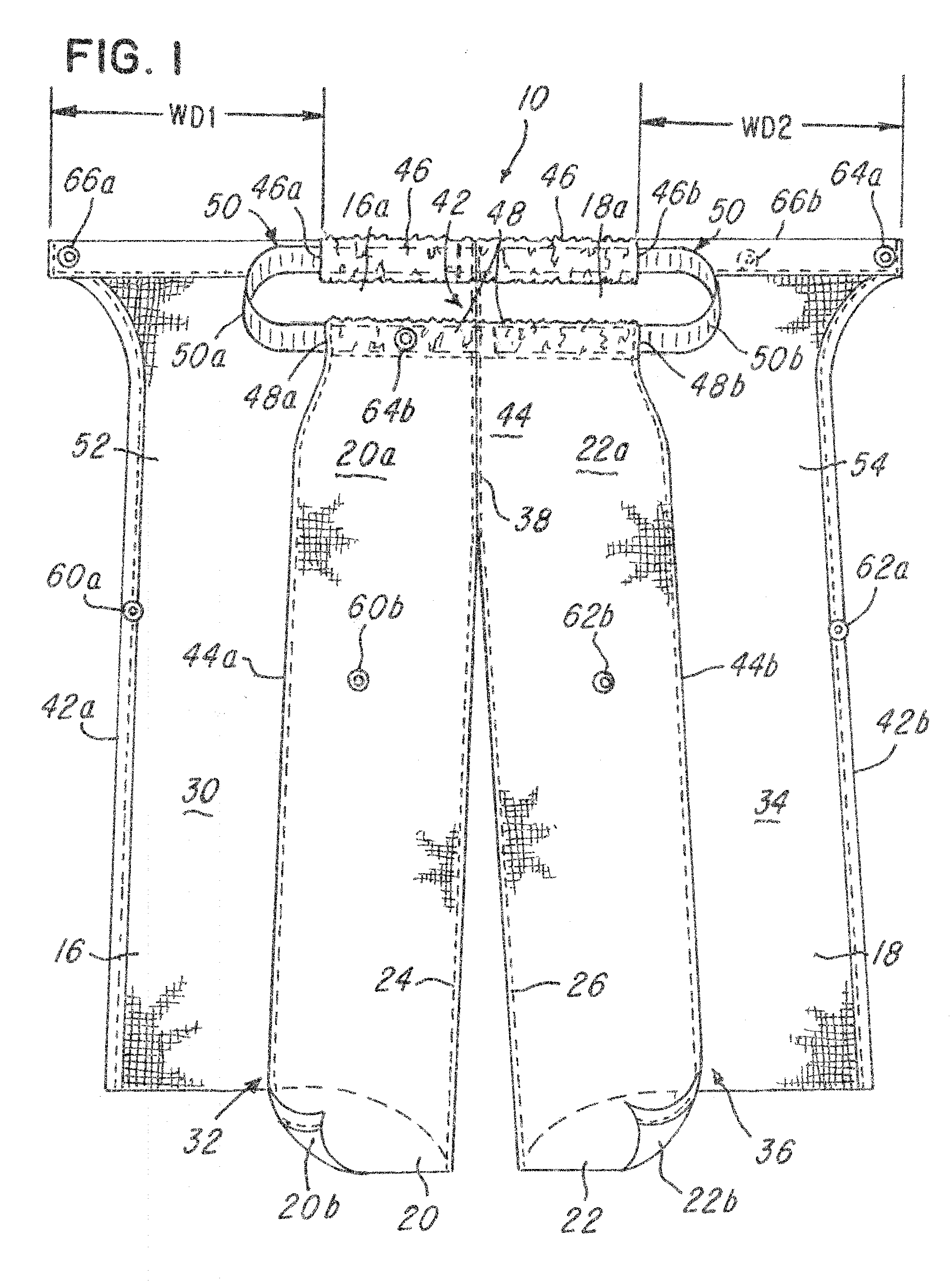Pair of pants and method for donning and removing a pair of pants