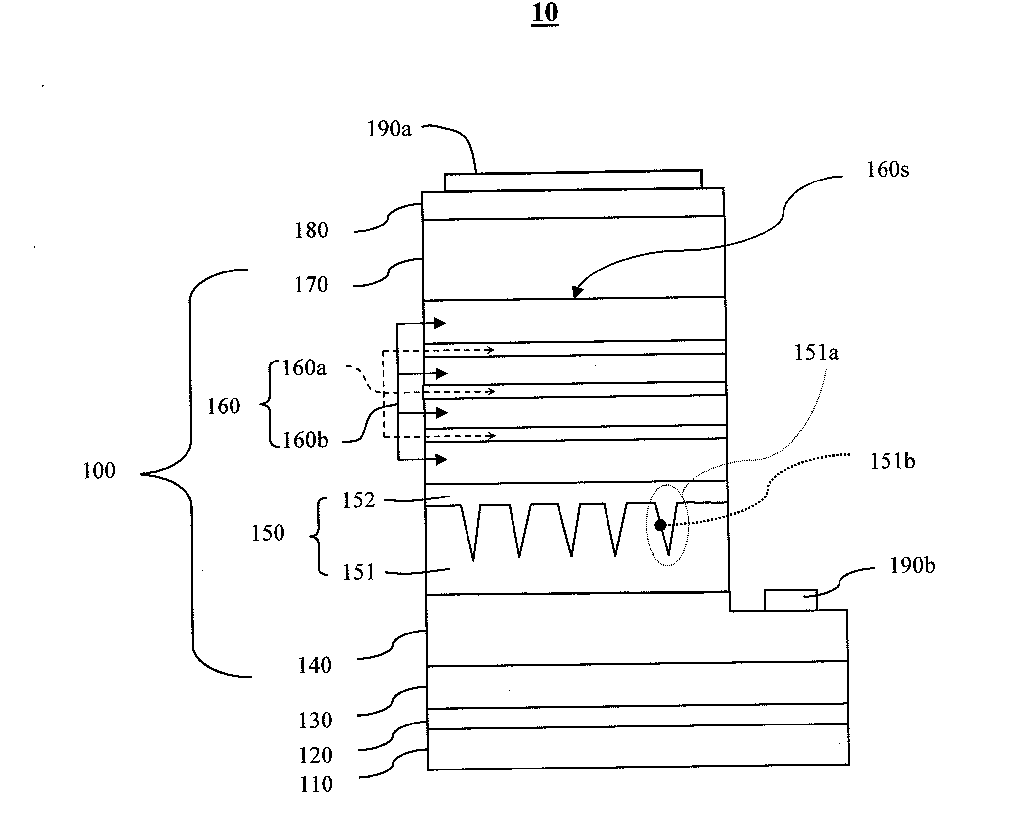 Light-emitting diode with strain-relaxed layer