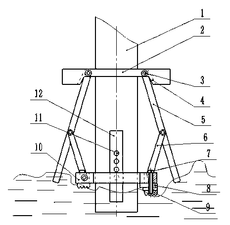 Pile reinforcing device and method of self-elevating and self-propelling ship