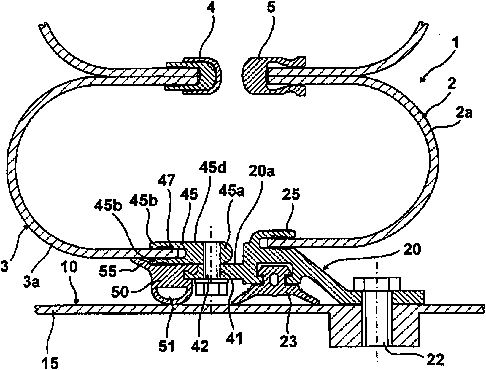Double bellow gaiter comprising two gaiter elements for the intersection of two vehicles with a jointed connection