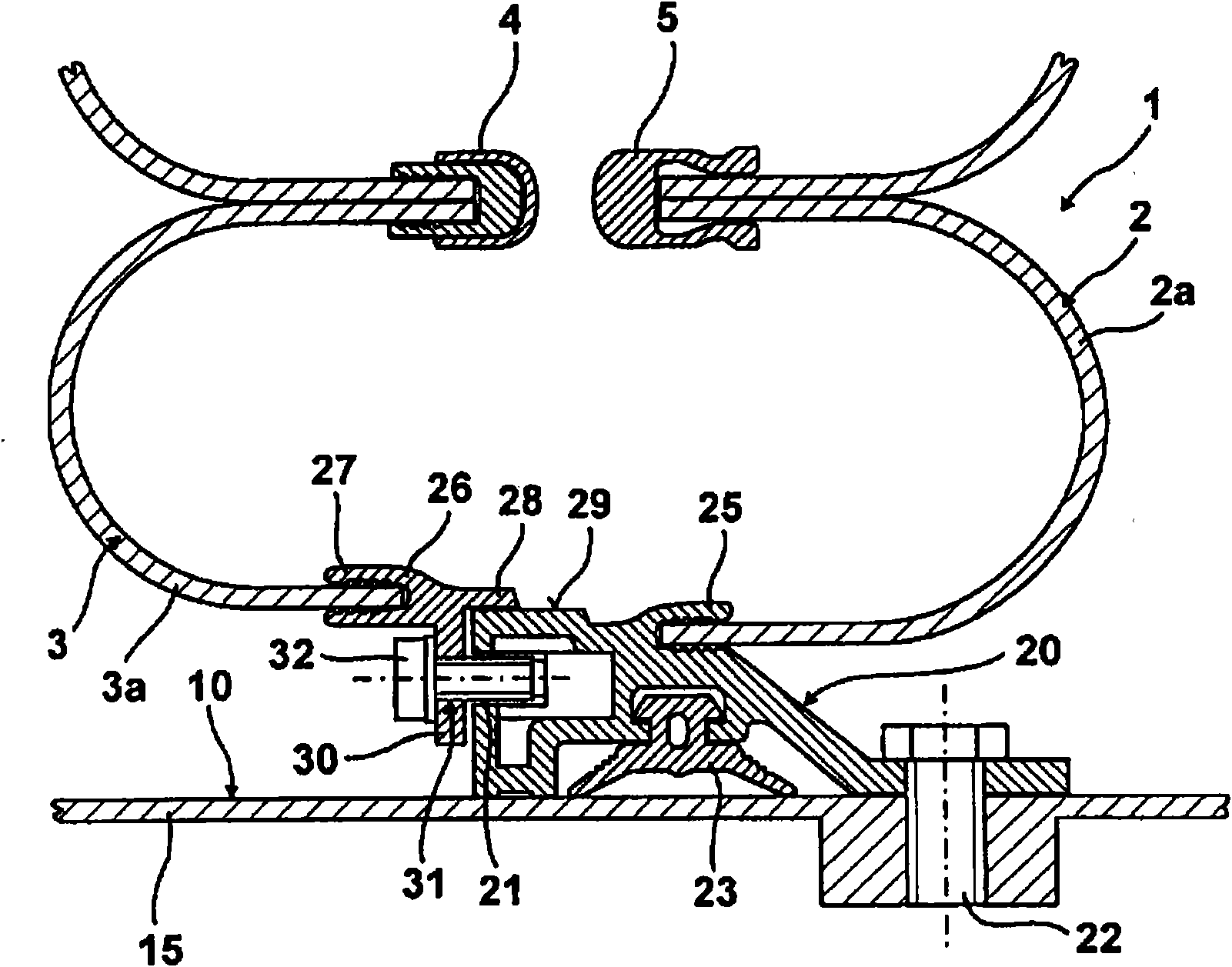Double bellow gaiter comprising two gaiter elements for the intersection of two vehicles with a jointed connection