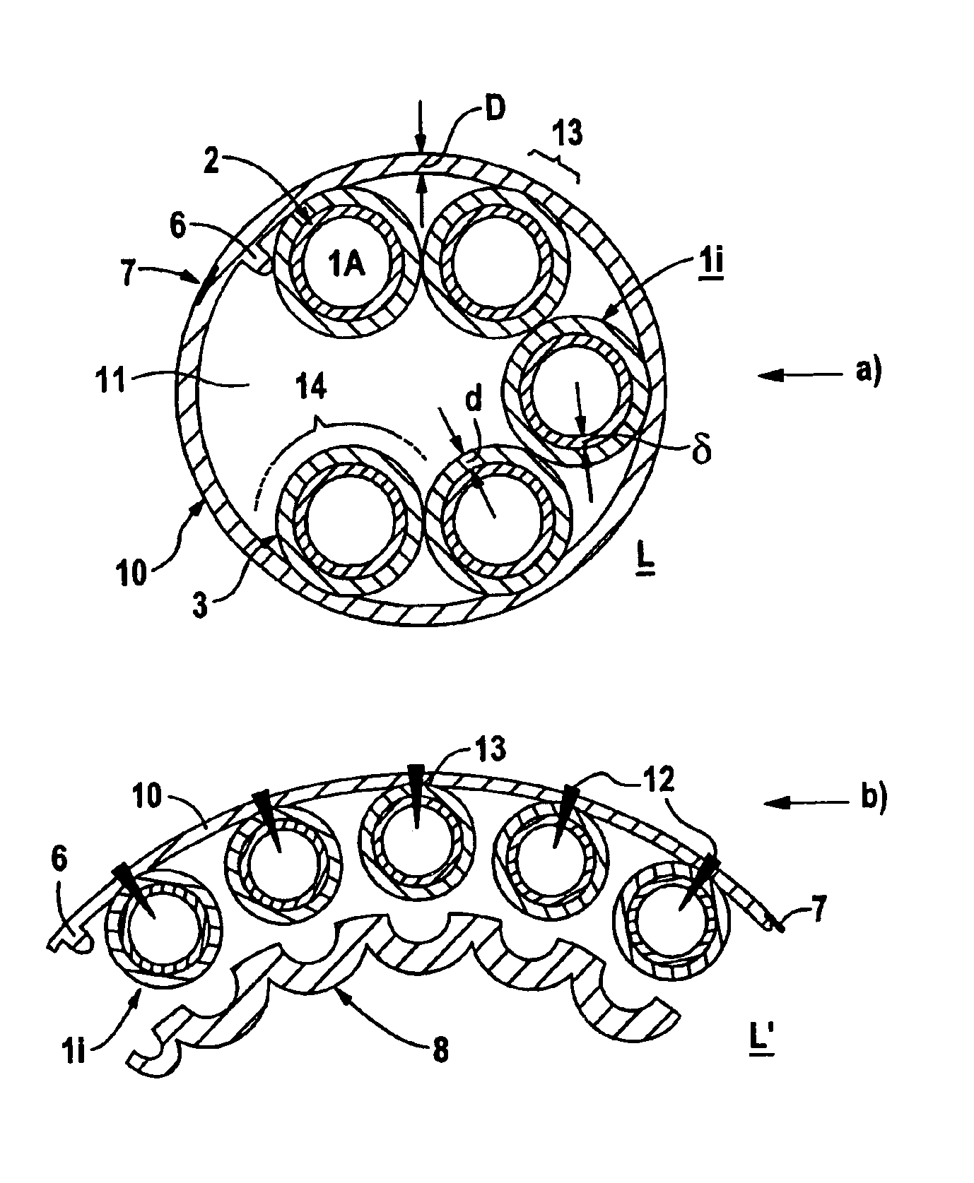 Multi conductor arrangement for transferring energy and/or data