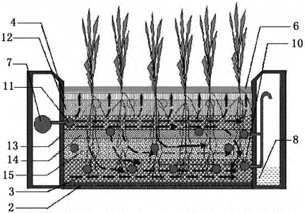 Small-sized compound flow type underflow constructed wetland