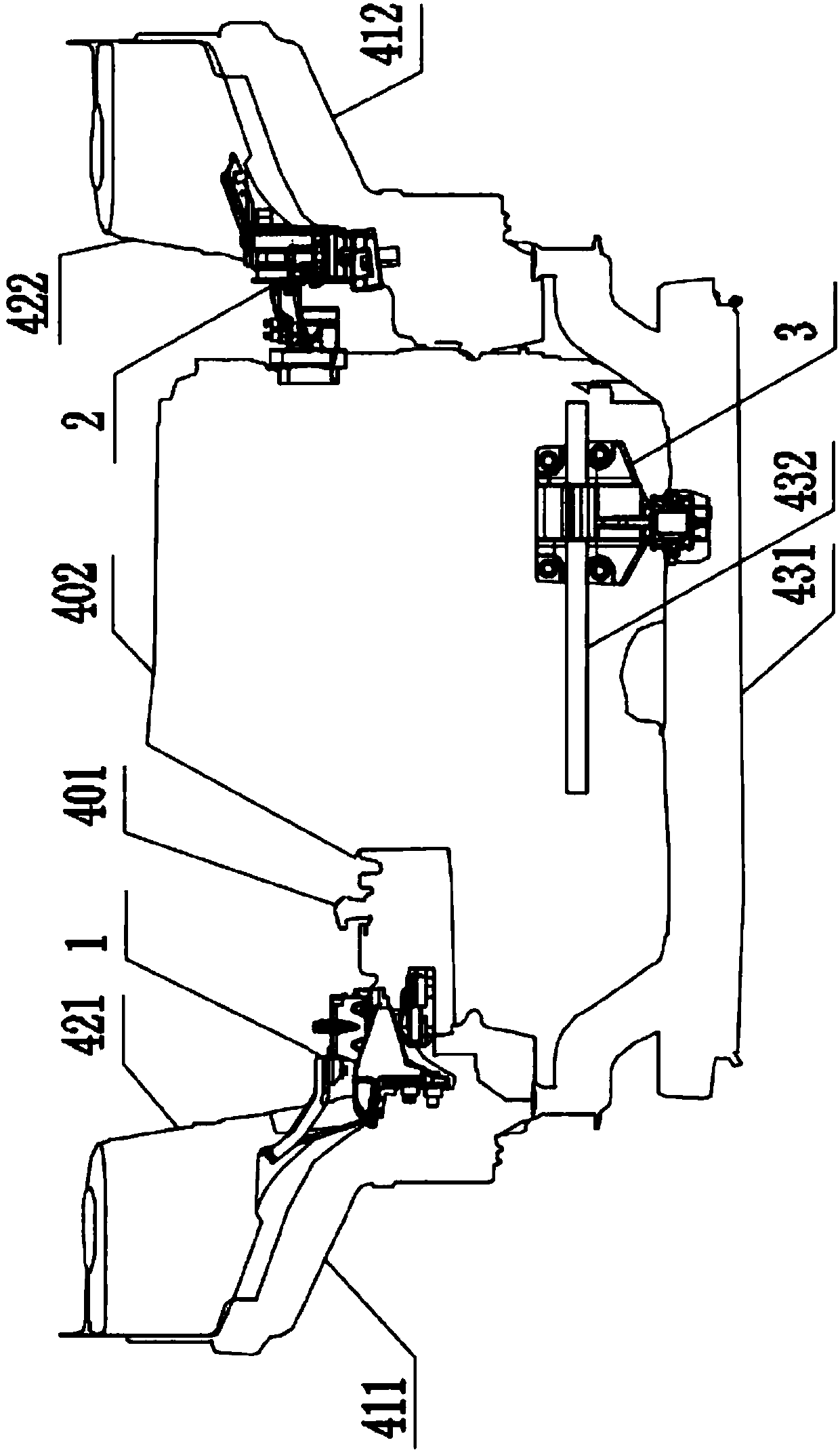 Three-point suspension-mounting system and suspension-mounting method for front-arranged front-driven car power assembly