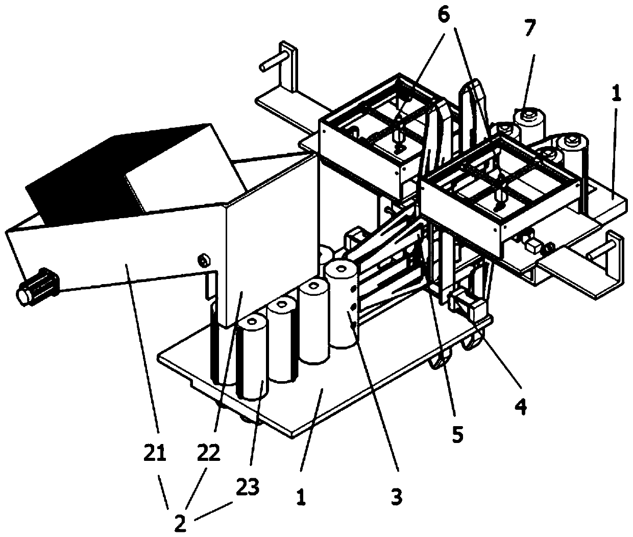 A portable paper bag stringing machine and its stringing method