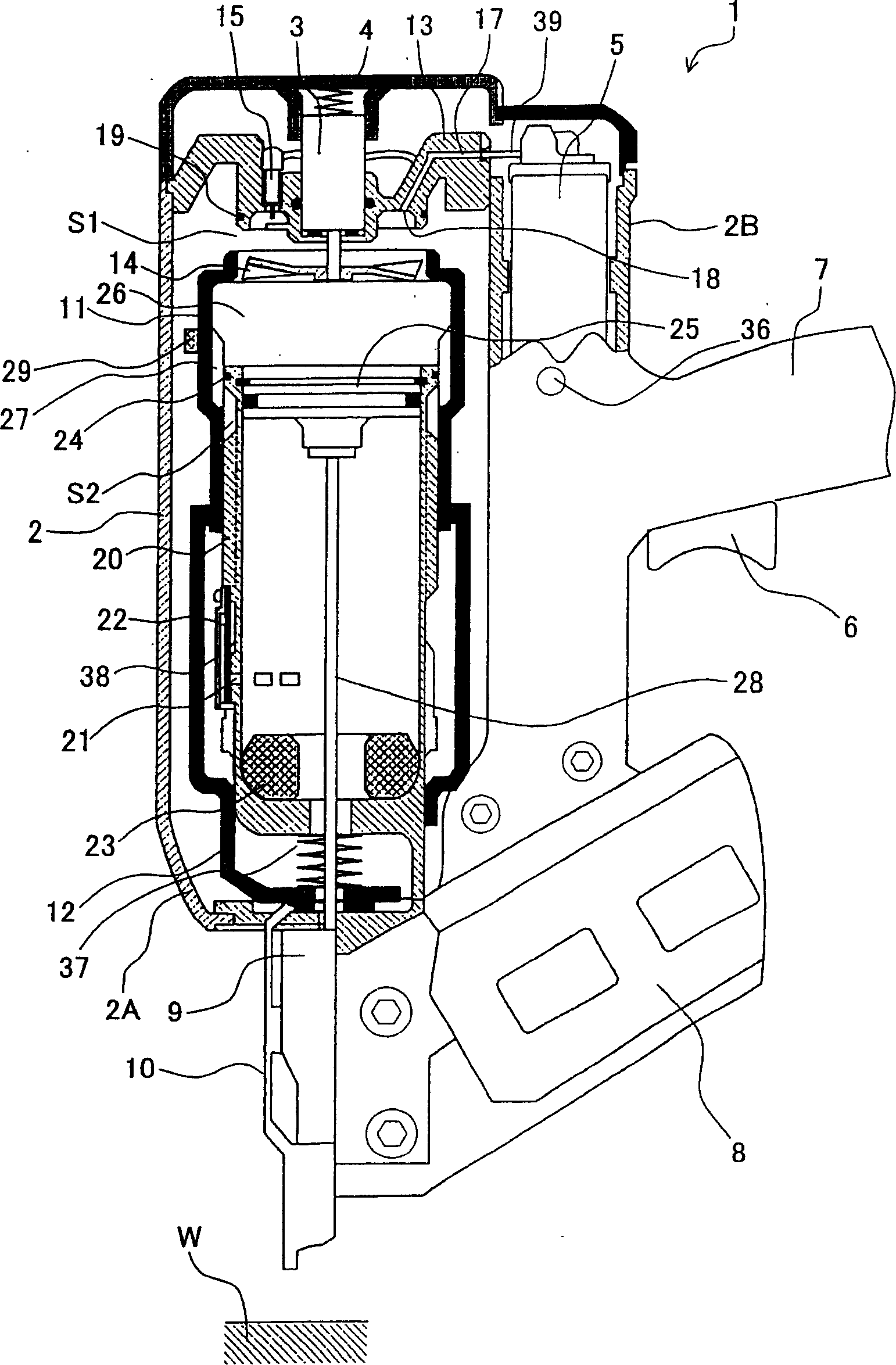 Barning type power tool with preventer for avoiding mechanical parts overheat in tools