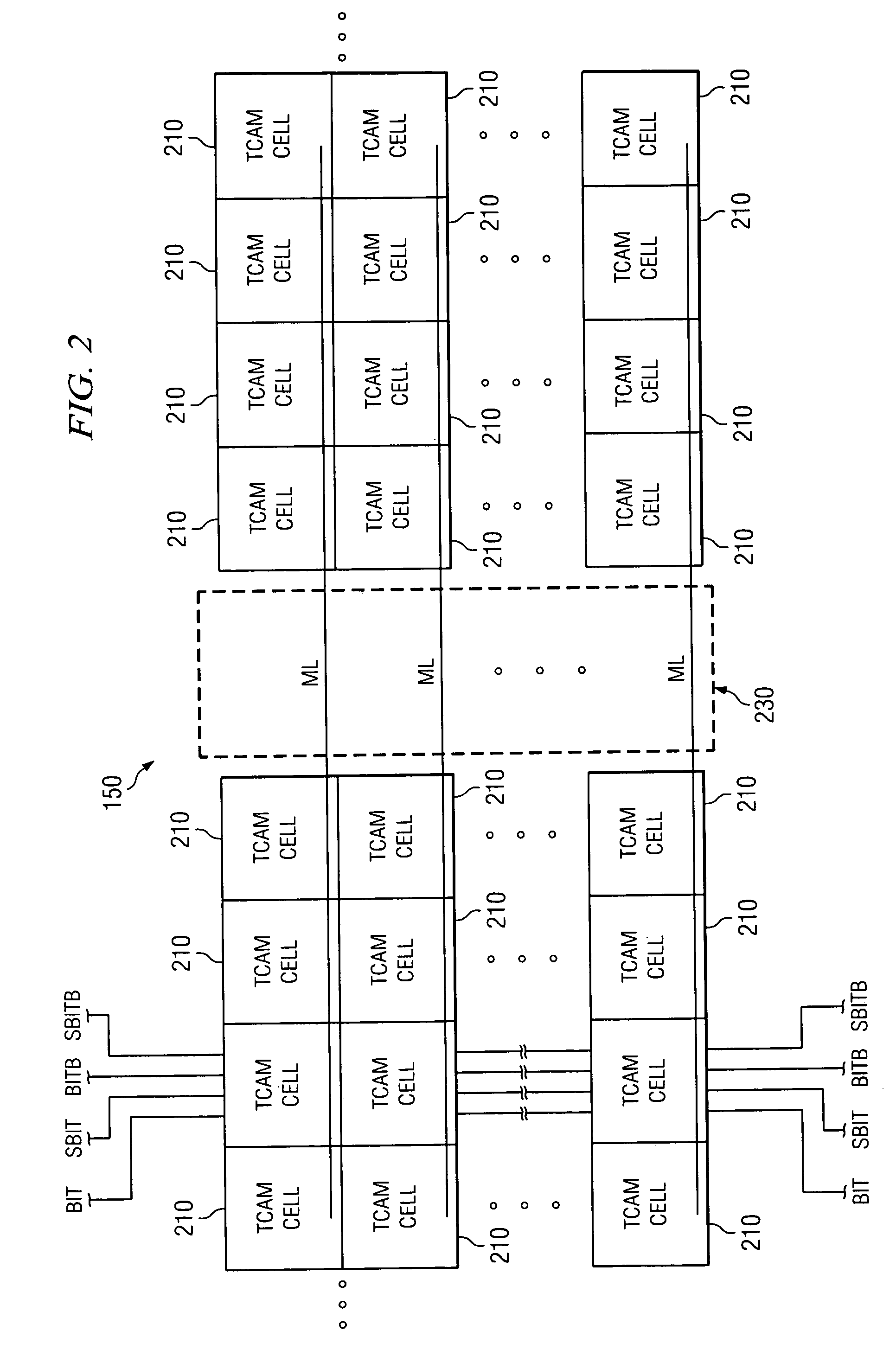 Area efficient stacked TCAM cell for fully parallel search