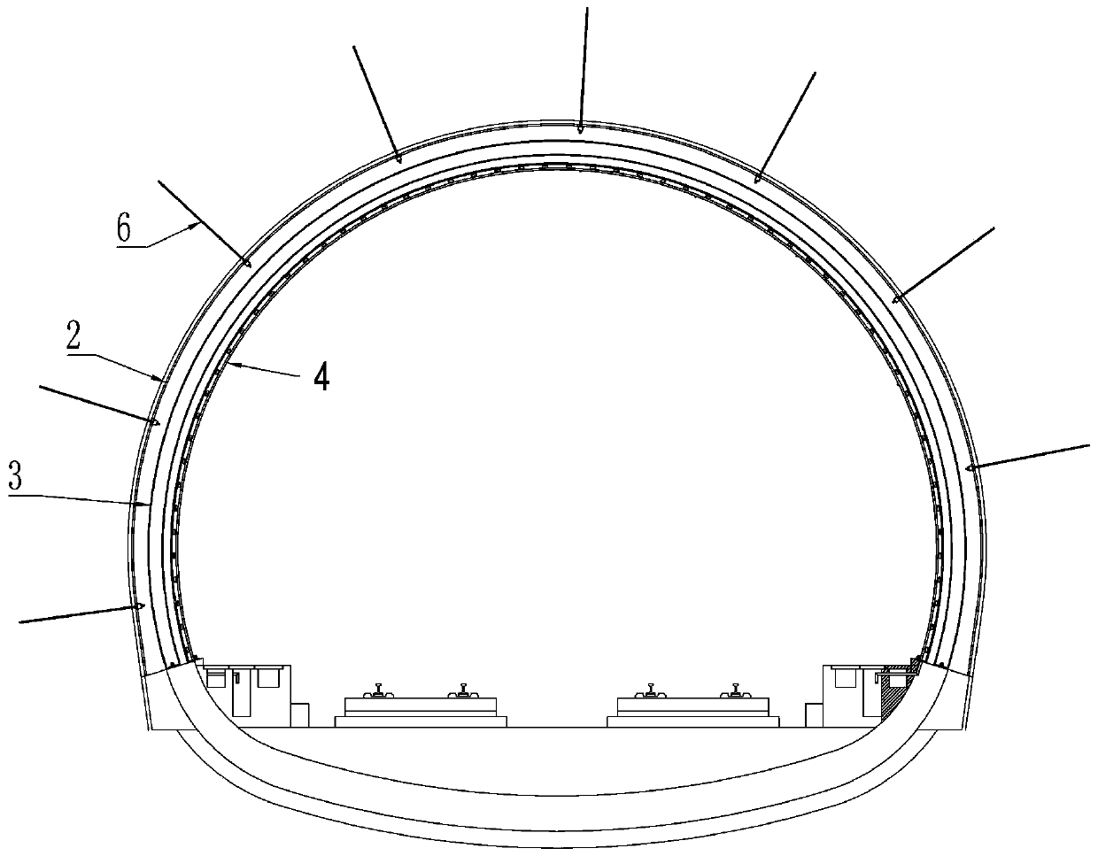Tunnel supporting lining with buffer performance and construction method of tunnel supporting lining