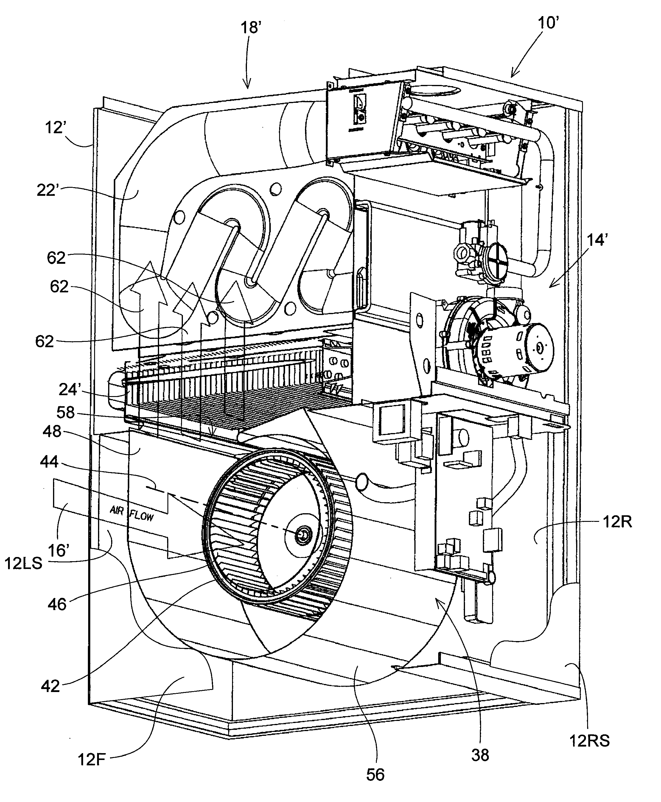 High Efficiency Furnace/Air Handler Blower Housing with a Side Wall Having an Exponentially Increasing Expansion Angle