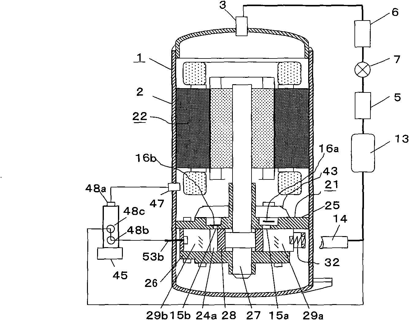 Dual-sliding vane rotary compressor, control method and application thereof