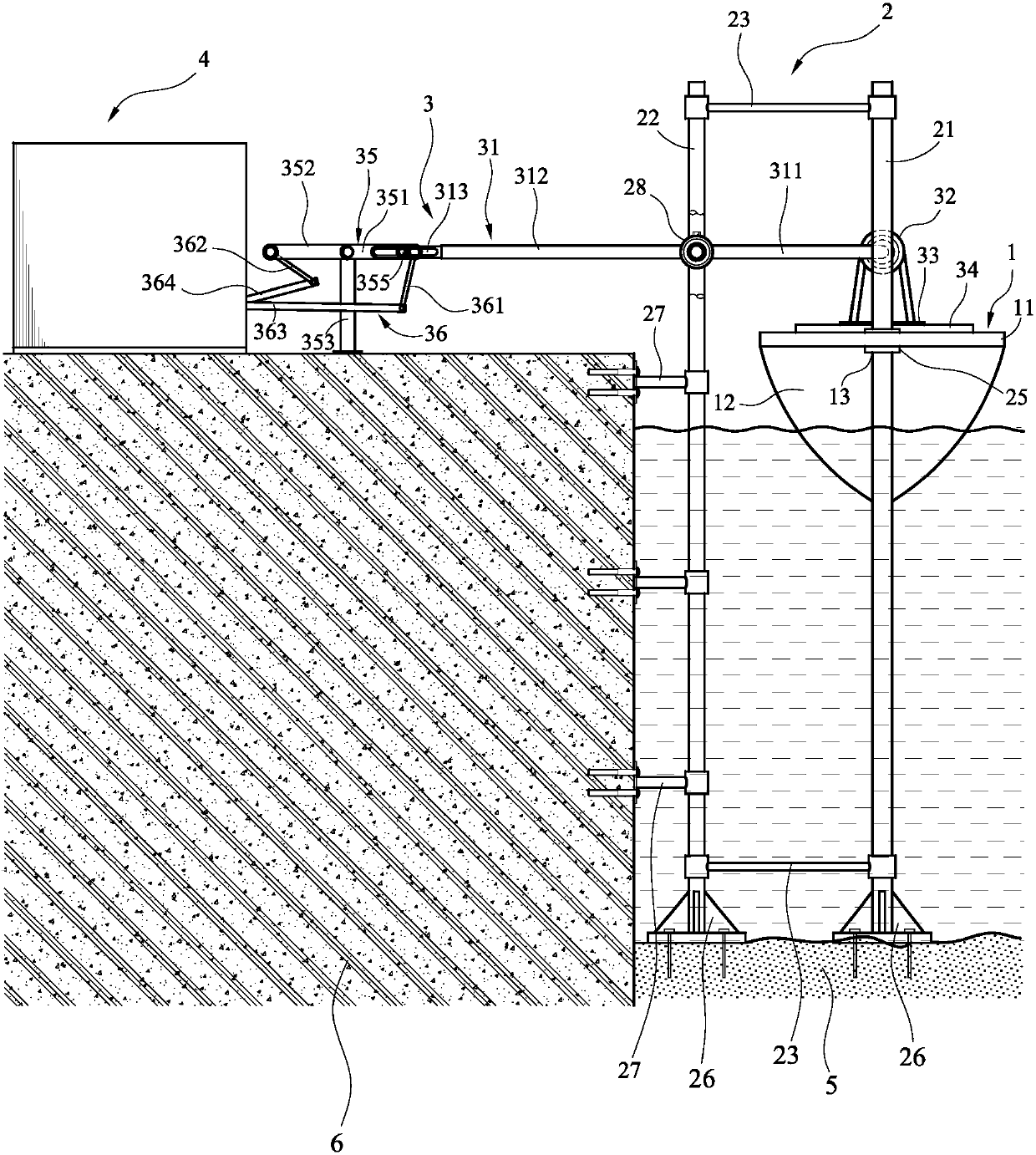 Sea wave buoyancy and earth gravity power generation system