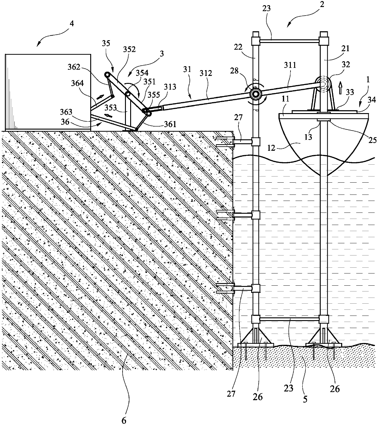 Sea wave buoyancy and earth gravity power generation system