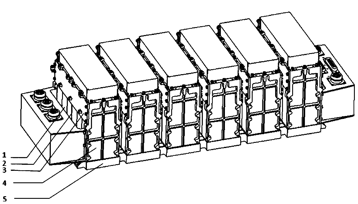 Modular structure for rectangular battery pack applied to spacecraft