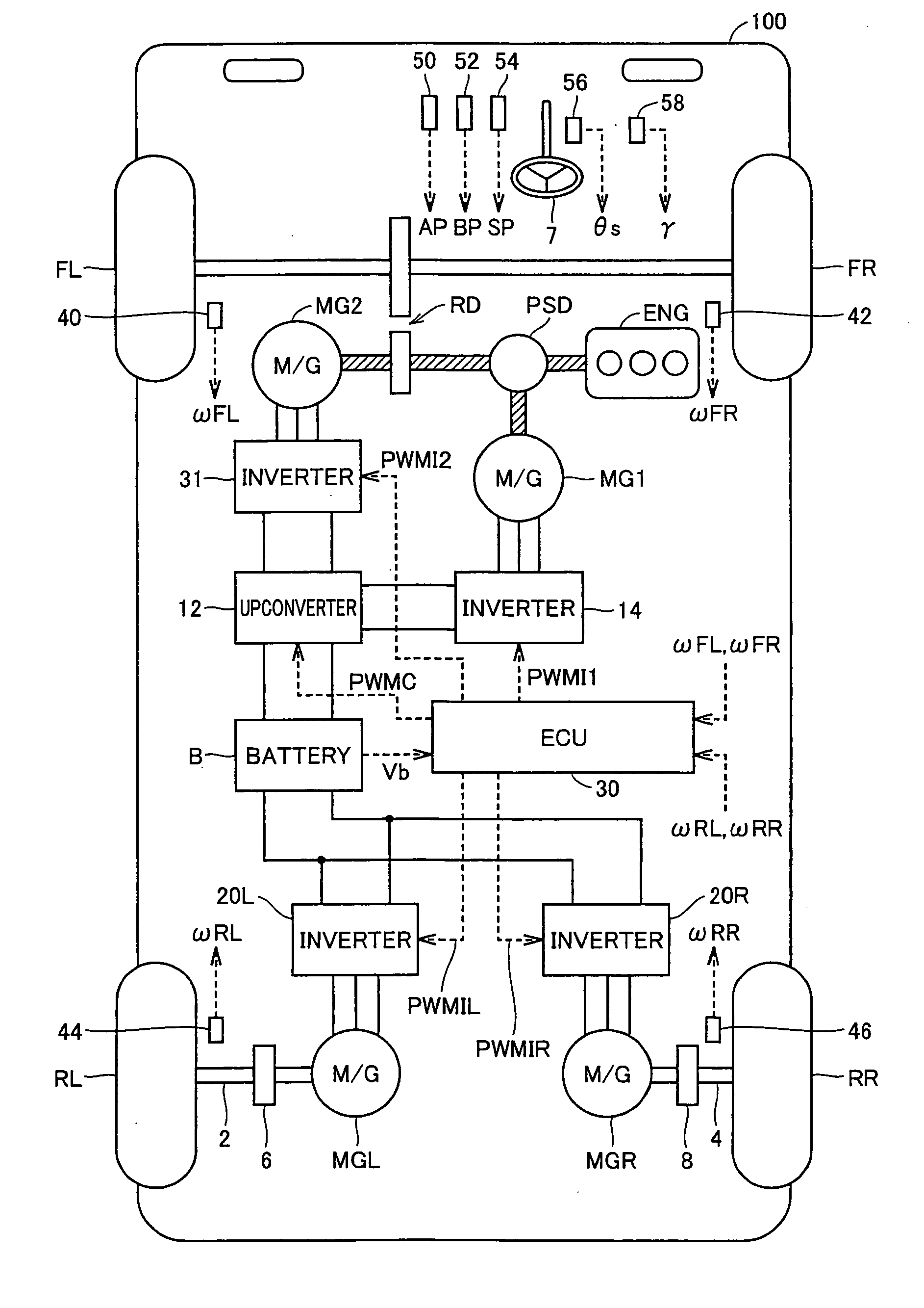 Driving Power Control Apparatus for Four Wheel Drive Vehicle