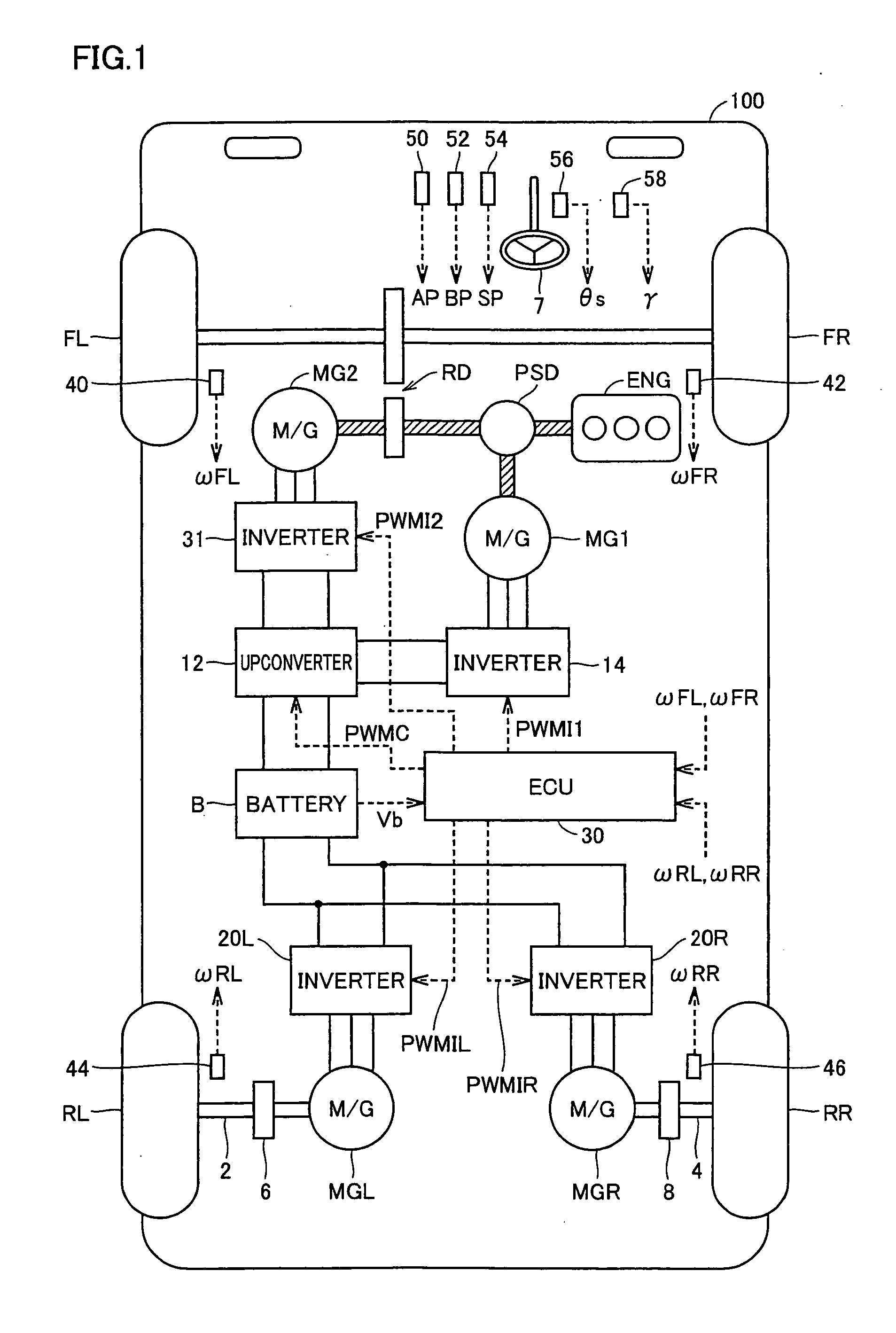 Driving Power Control Apparatus for Four Wheel Drive Vehicle