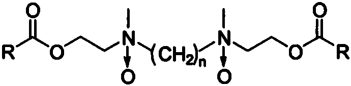 Preparation method of gemini amine oxide containing alkyl group, ester group and ethyl group