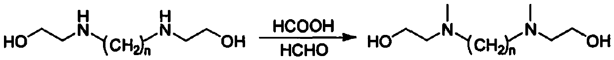 Preparation method of gemini amine oxide containing alkyl group, ester group and ethyl group