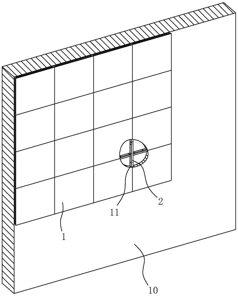 Installation structure and construction method of a wall decorative panel