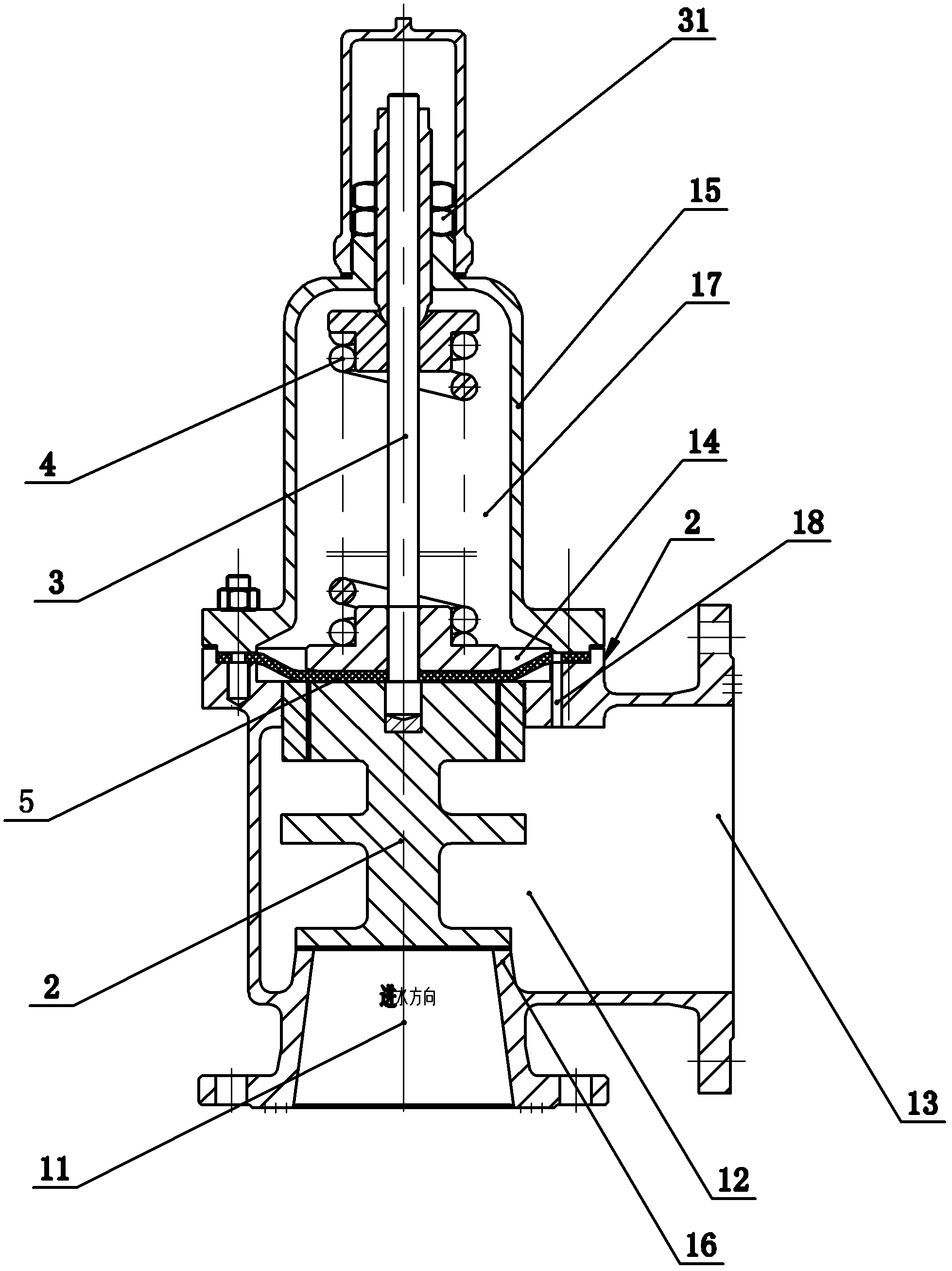 Angle-type and direct-acting pressure reducing valve