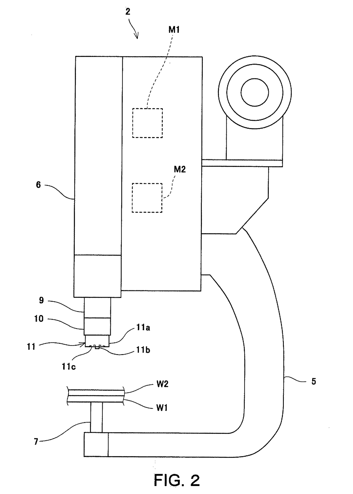 Friction spot joining device and friction spot joining method