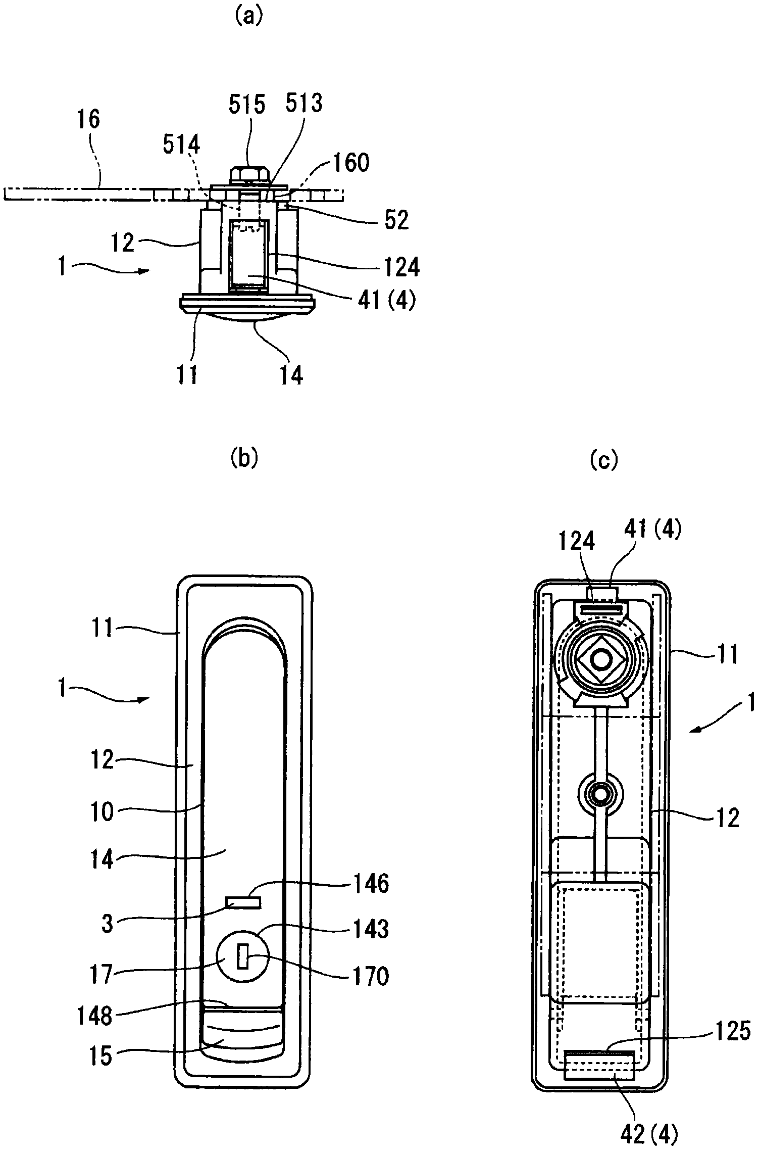 Simple locking apparatus and handle device equipped therewith