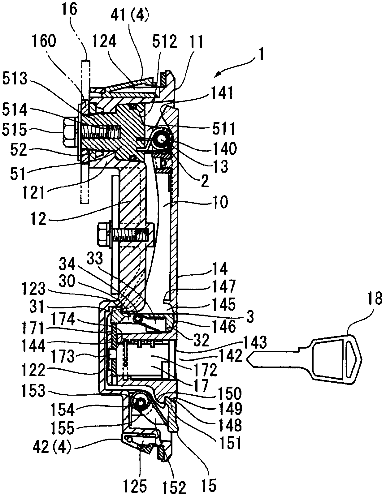 Simple locking apparatus and handle device equipped therewith