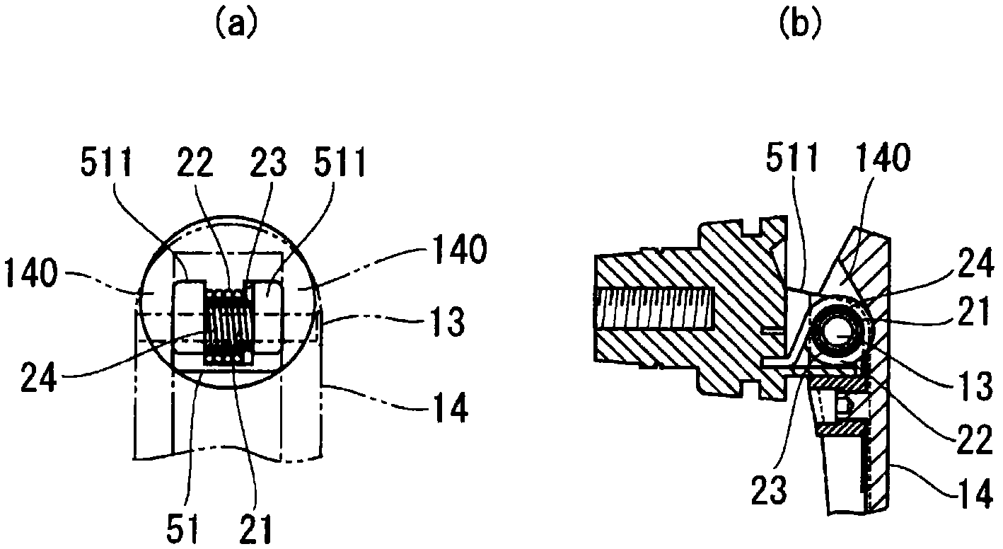 Simple locking apparatus and handle device equipped therewith