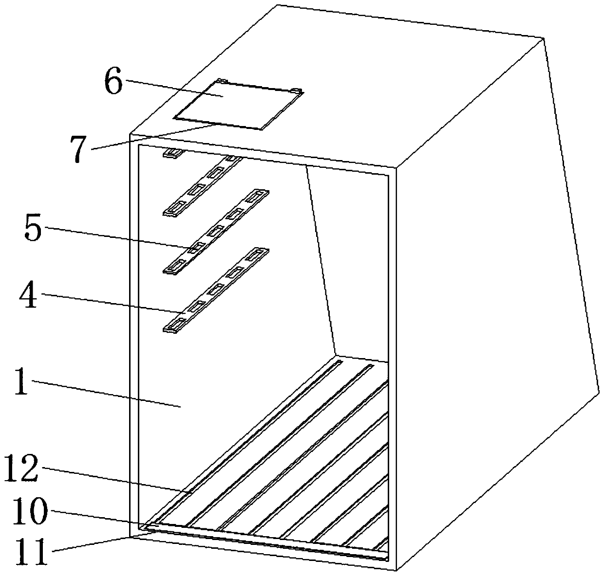 Elevator car provided with tilted surface