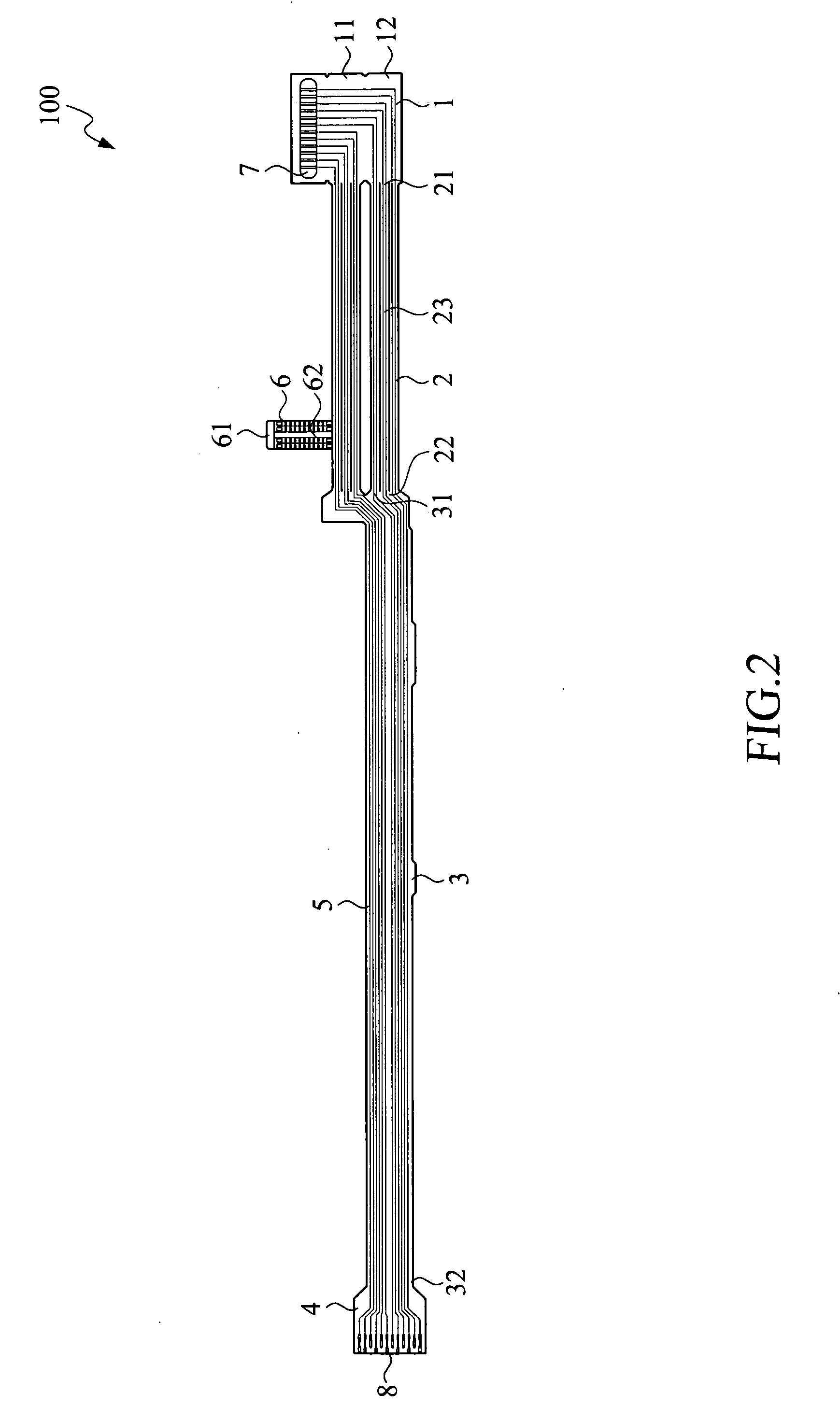Flexible-circuit flat cable with cluster section