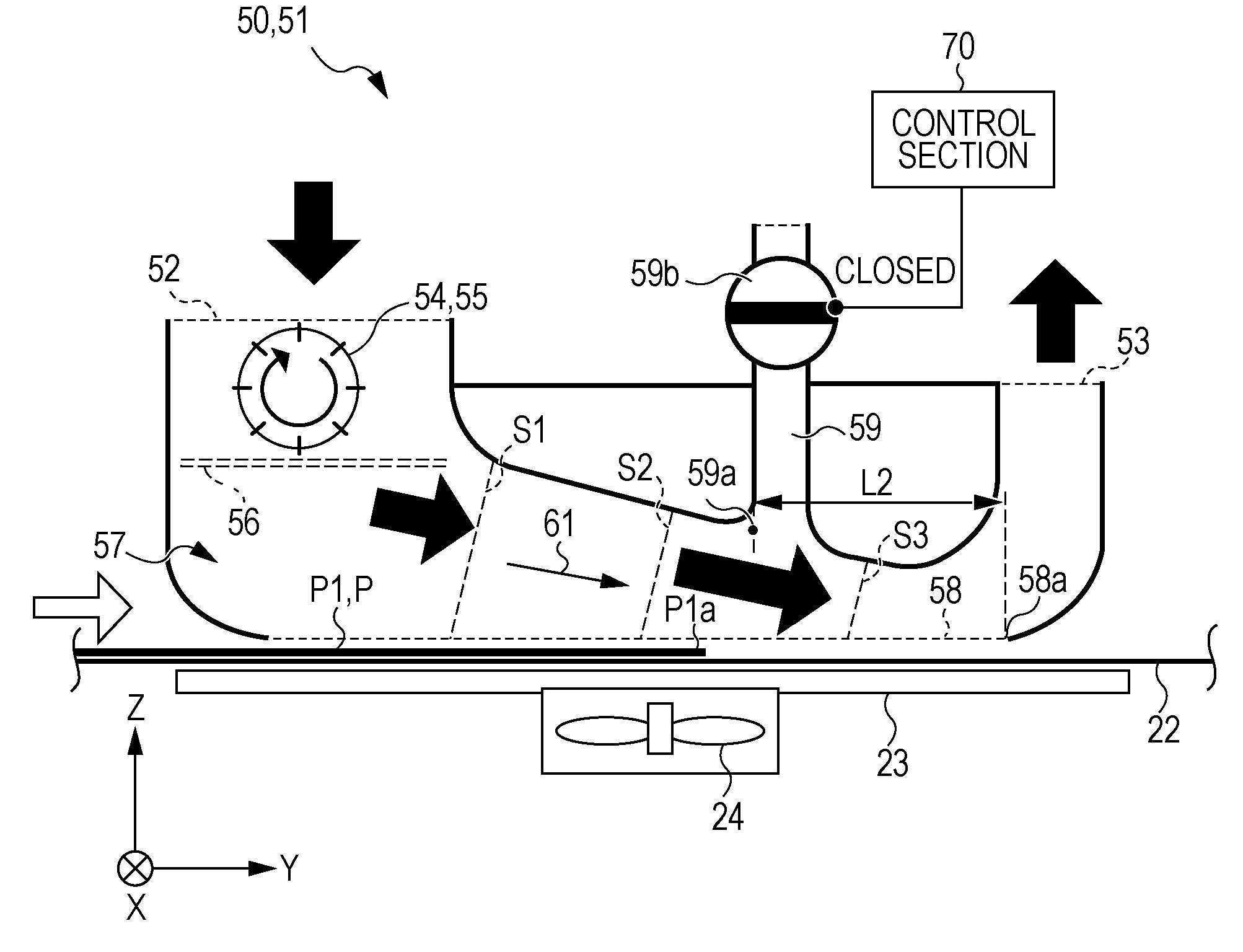 Recording apparatus and method of controlling air releasing valve in drying section of the recording apparatus