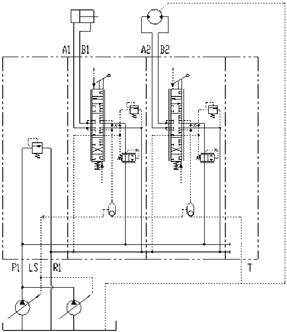 Combined flow hydraulic system in load sensing valve